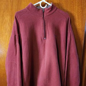 Men's XL Columbia Burnt Orange Fleece Lined 1/4 Zip Pullover Rugby Sweatshirt
